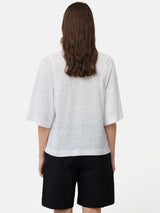 Linen Blythe Half Sleeve Tee | White