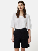 Linen Blythe Half Sleeve Tee | White