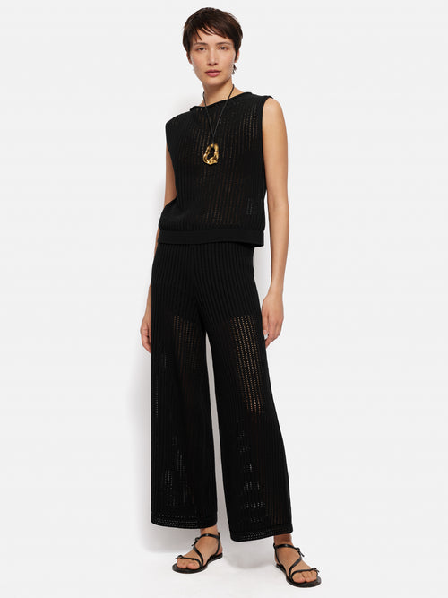 Linear Pointelle Trouser | Black