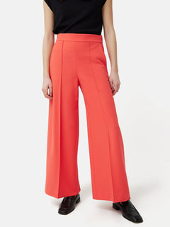 Italian Modern Crepe Sailor Trouser | Coral