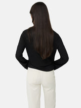Knotted Front Long Sleeve Top | Black