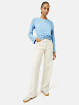 Knotted Front Long Sleeve Top | Blue