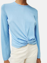 Knotted Front Long Sleeve Top | Blue