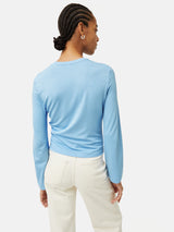 Knotted Front Long Sleeve Top | Blue