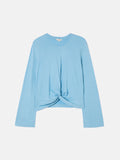 Knotted Front Long Sleeve Top | Blue