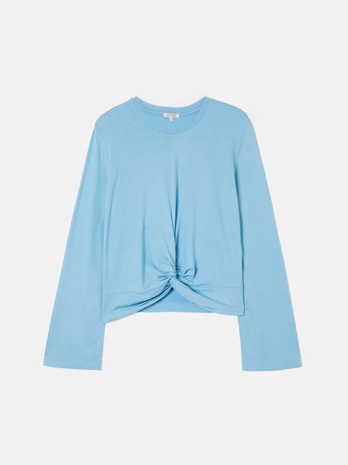 Knotted Front Long Sleeve Top | Blue