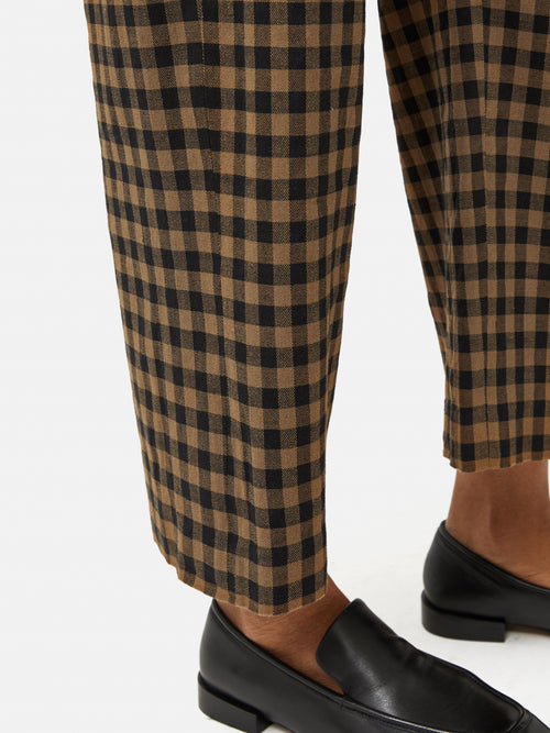 Dale Linen Check Trouser | Khaki