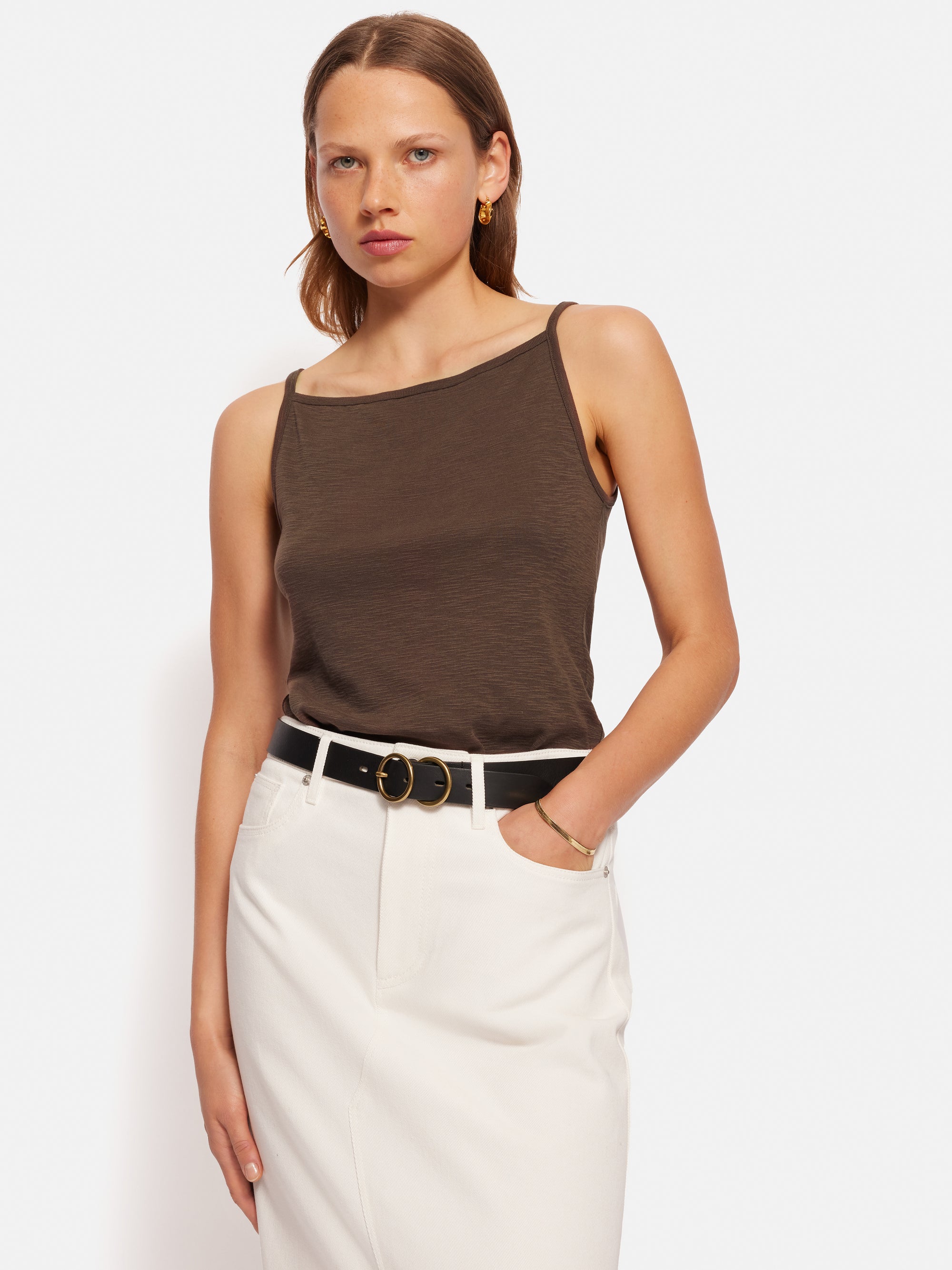 Majestic Deluxe Cotton Crewneck Tank in Gris Chine Clair