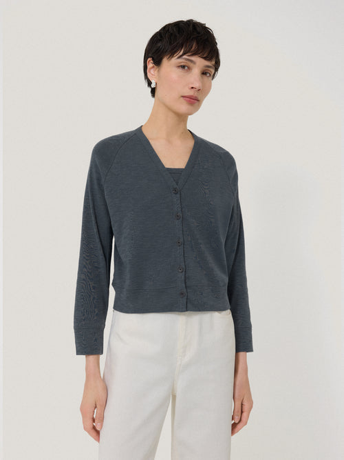 Cotton Luxe Cardigan | Steel Grey