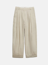 Italian Linen Turn Up Trouser | Stone