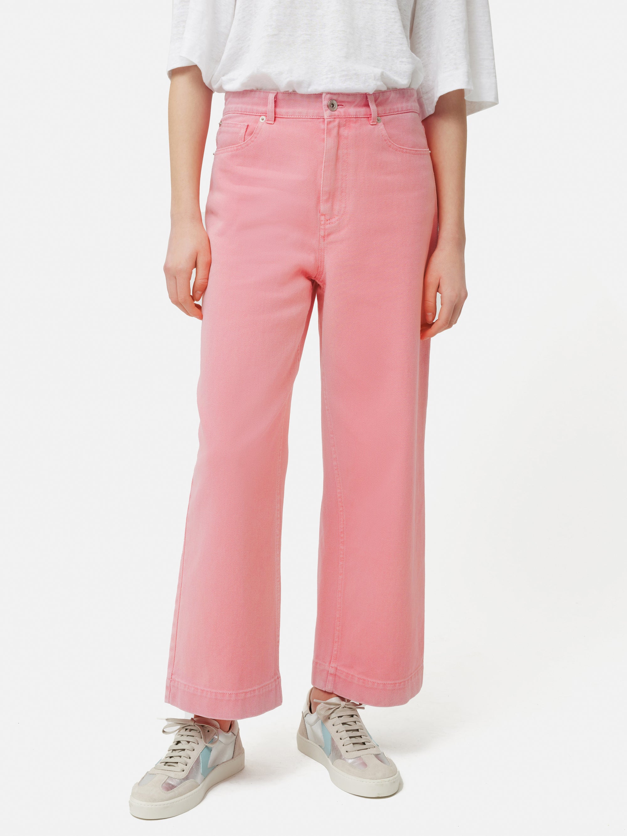 Cropped Wide Leg Jeans Pink