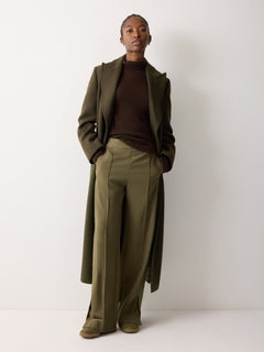 Crepe Split Hem Jogger | Khaki