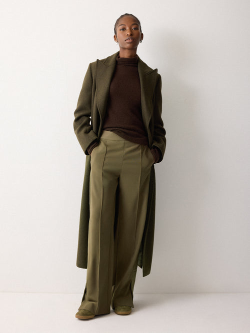 Crepe Split Hem Jogger | Khaki