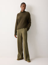 Crepe Split Hem Jogger | Khaki