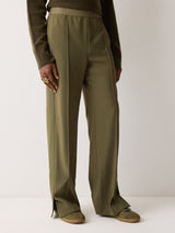 Crepe Split Hem Jogger | Khaki