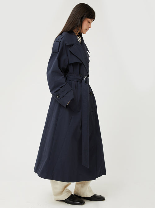 Nelson Cotton Trench Coat | Blue
