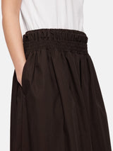 Cotton Poplin Skirt | Brown