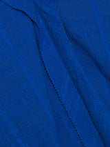 Textured Cotton V Neck Top | Blue