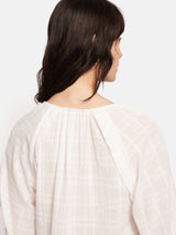 Textured Cotton V Neck Top | White