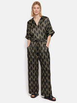 Silk Blend Ikat Stripe Top | Black