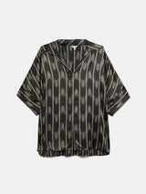 Silk Blend Ikat Stripe Top | Black