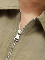 Linen Zip Front Jumpsuit | Khaki