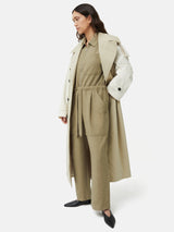 Linen Zip Front Jumpsuit | Khaki