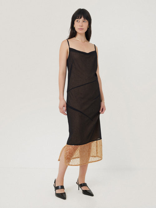 Sequin Mesh Dress | Black