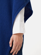 Wool Cashmere Blend Drape Poncho | Blue