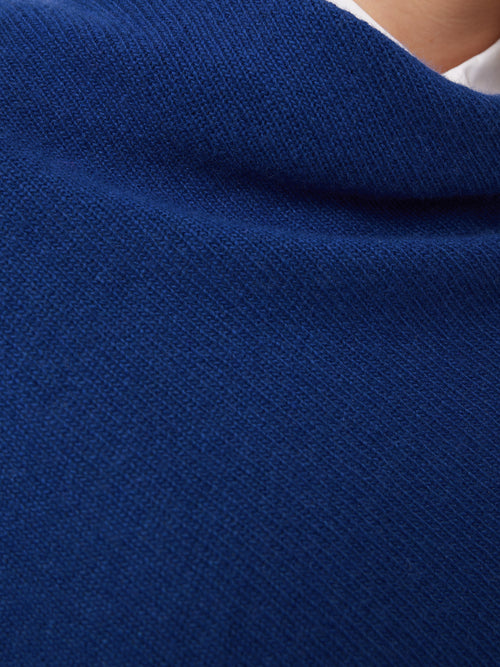Wool Cashmere Blend Poncho | Blue