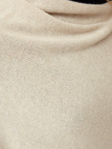 Wool Cashmere Blend Border Poncho | Cream