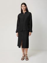 Silk Habotai Relaxed Shirt | Black