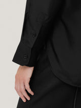 Silk Habotai Relaxed Shirt | Black