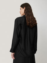 Silk Habotai Relaxed Shirt | Black