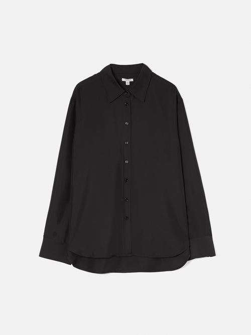 Silk Habotai Relaxed Shirt | Black