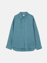 Silk Habotai Relaxed Shirt | Blue