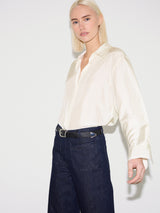 Silk Habotai Relaxed Shirt | Ivory