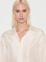 Silk Habotai Relaxed Shirt | Ivory