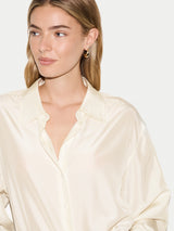 Silk Habotai Relaxed Shirt | Ivory