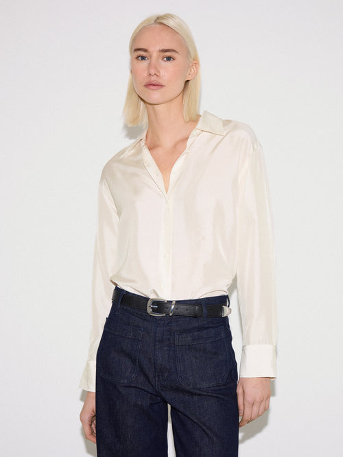 Silk Habotai Relaxed Shirt | Ivory