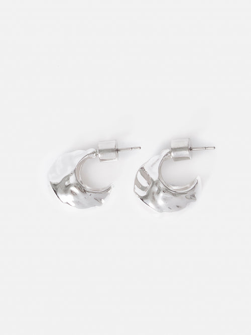 Molten Metal Hoop Earrings | Silver