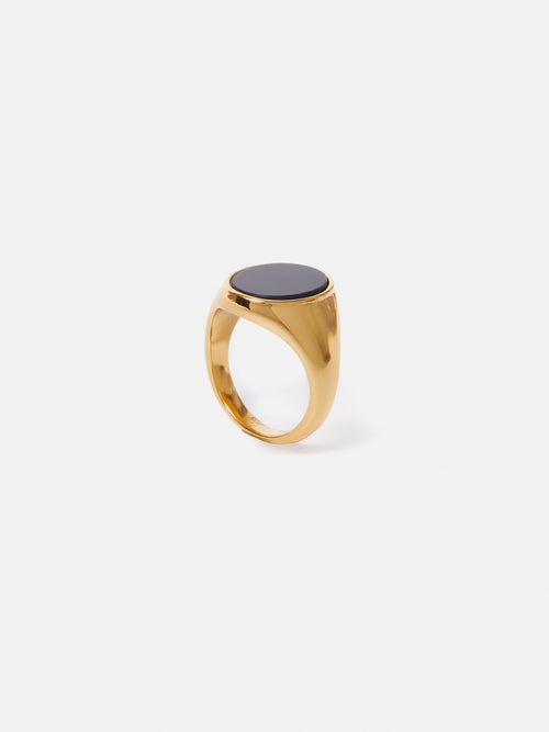 Onyx Oval Signet Ring | Black