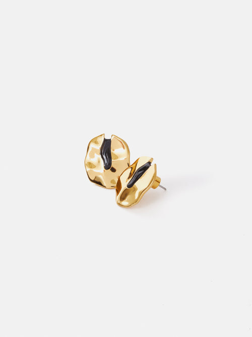 Molten Enamel Disc Earrings | Gold