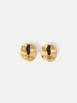 Molten Enamel Disc Earrings | Gold