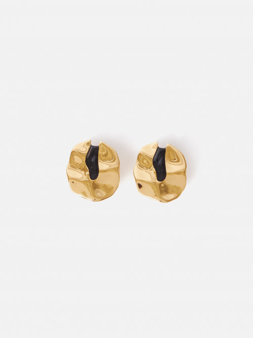 Molten Enamel Disc Earrings | Gold