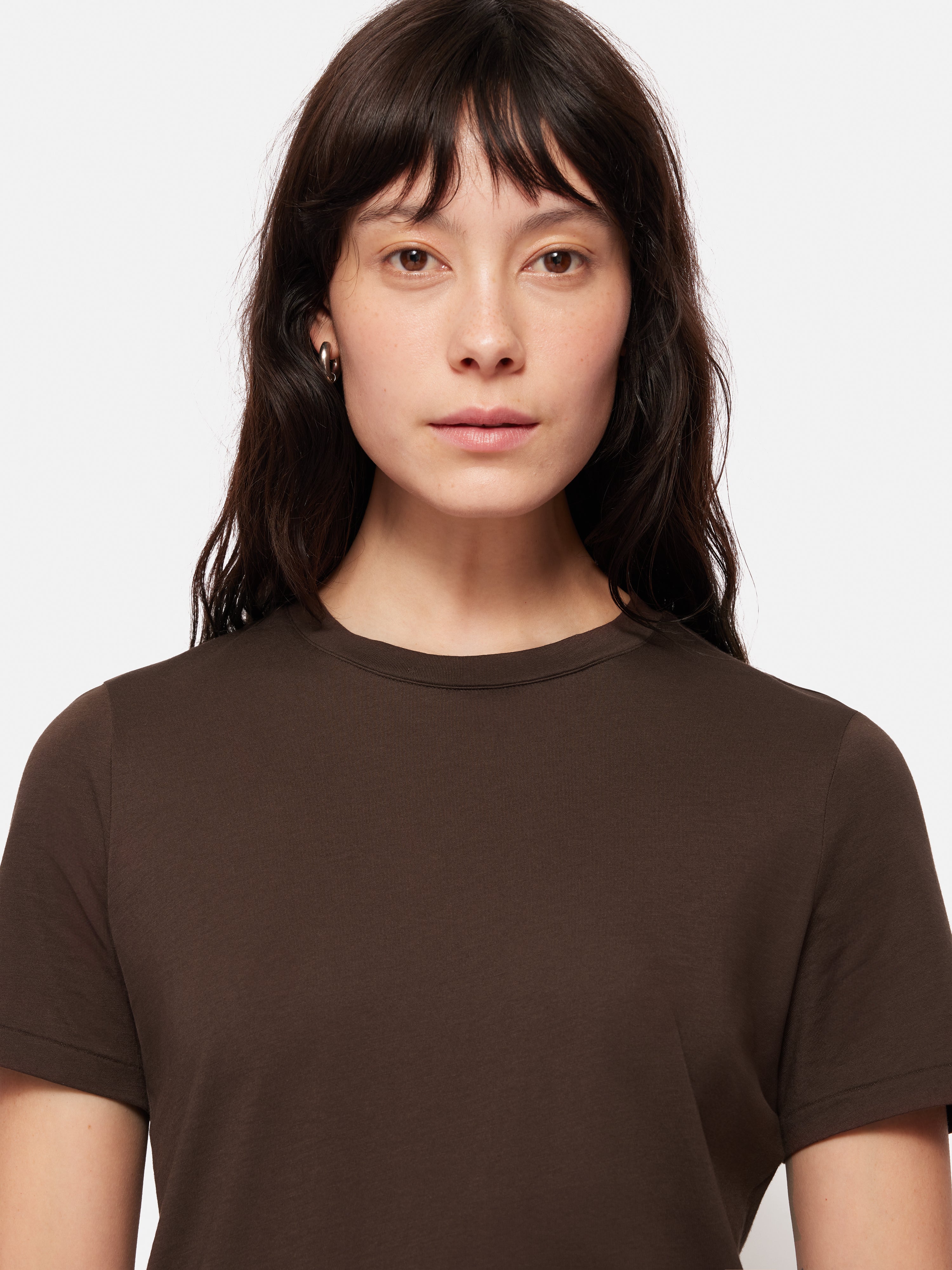 Supima Cotton Crew Neck Tee | Brown – Jigsaw