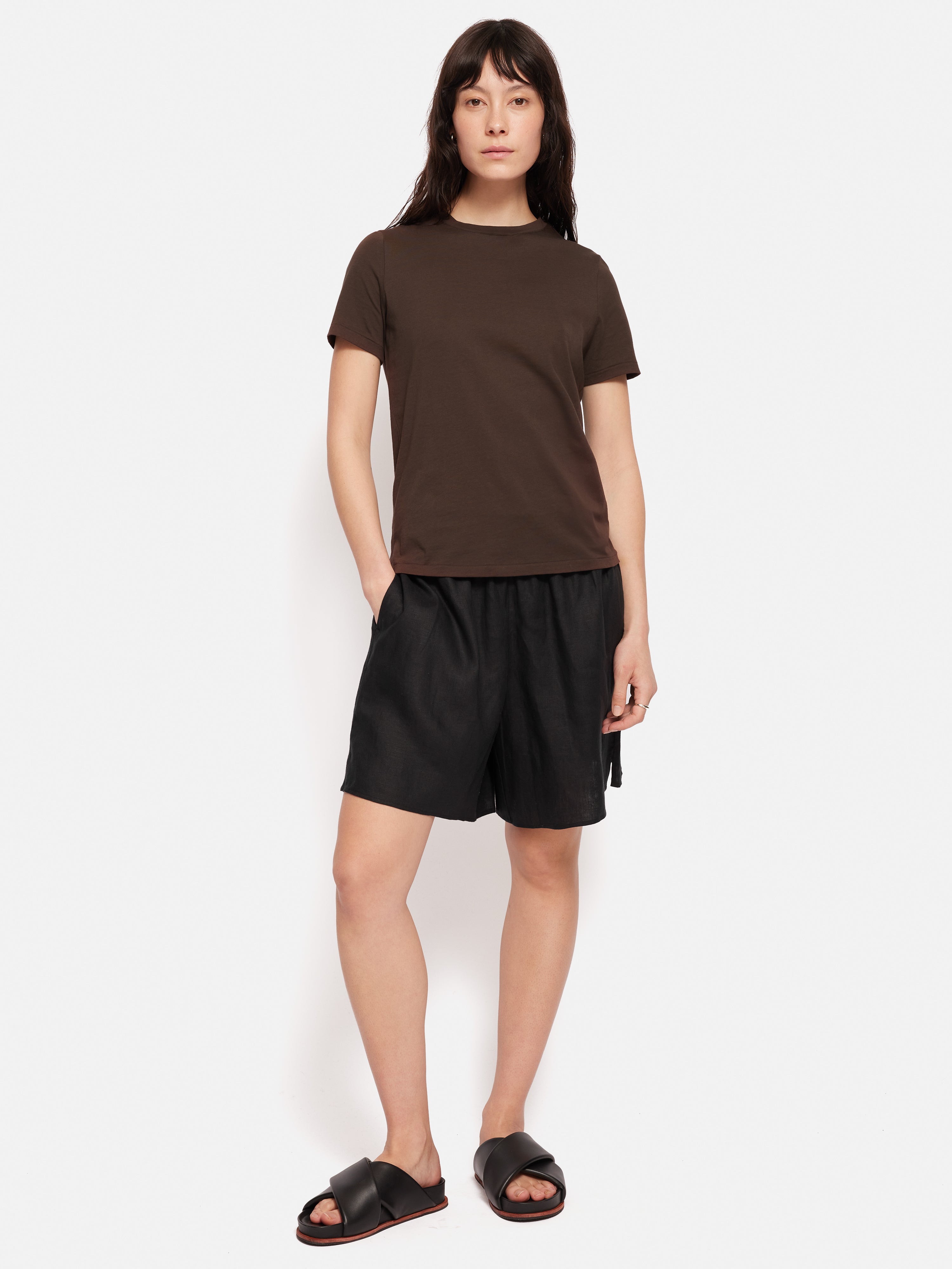 Supima Cotton Crew Neck Tee | Brown – Jigsaw