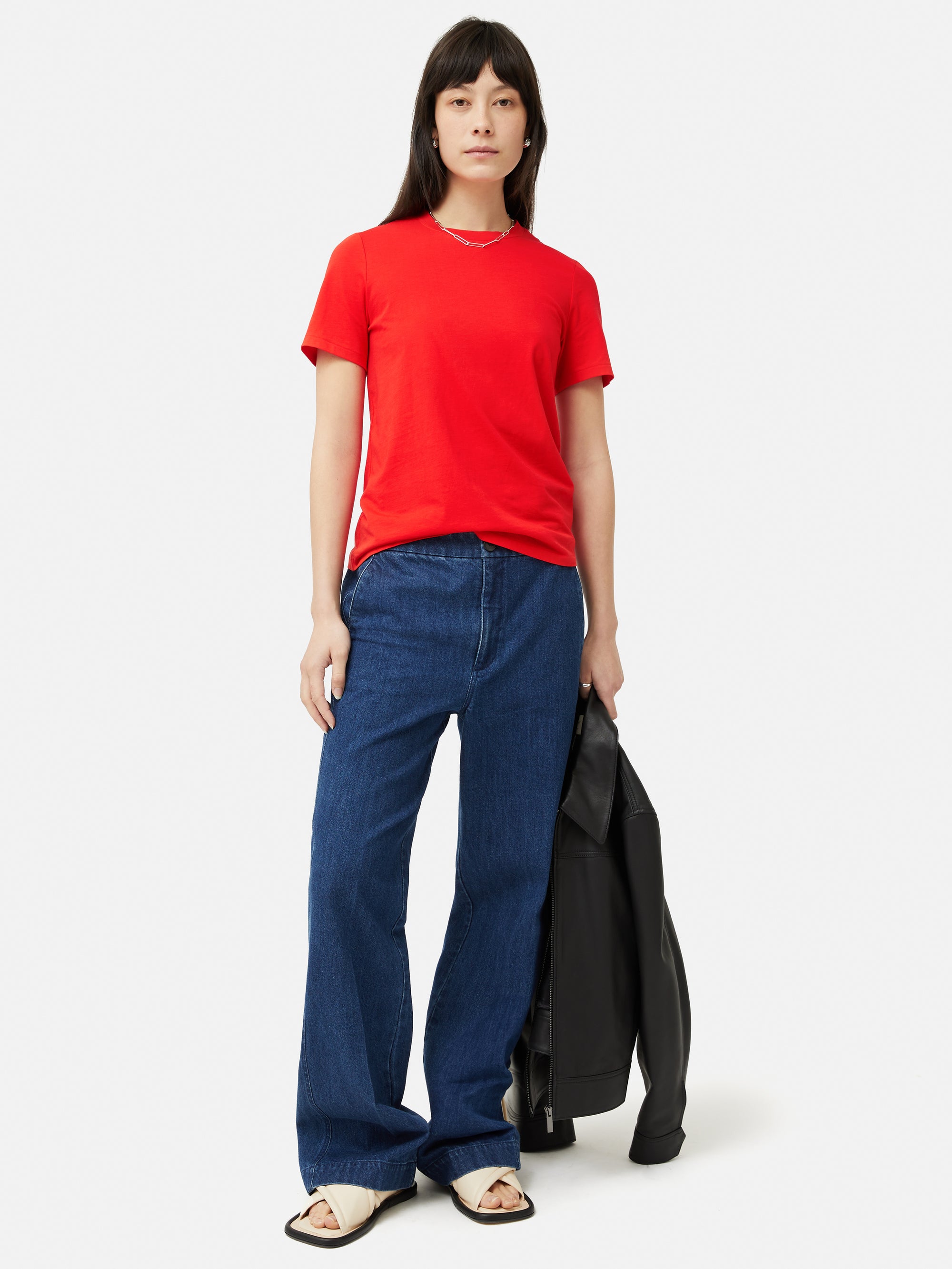 Supima Cotton Crew Neck Tee | Red – Jigsaw