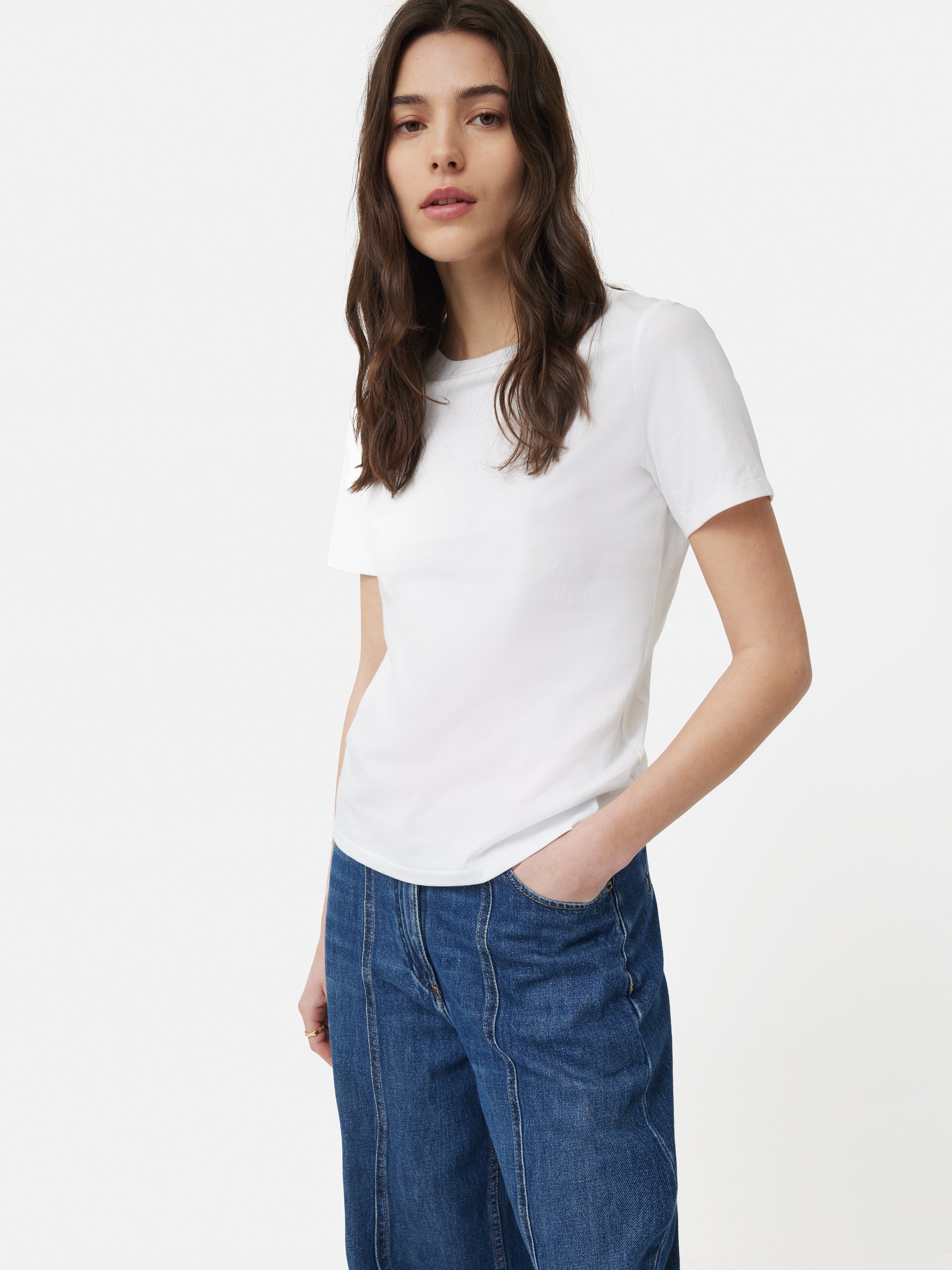 Supima Cotton Crew Neck Tee | White – Jigsaw