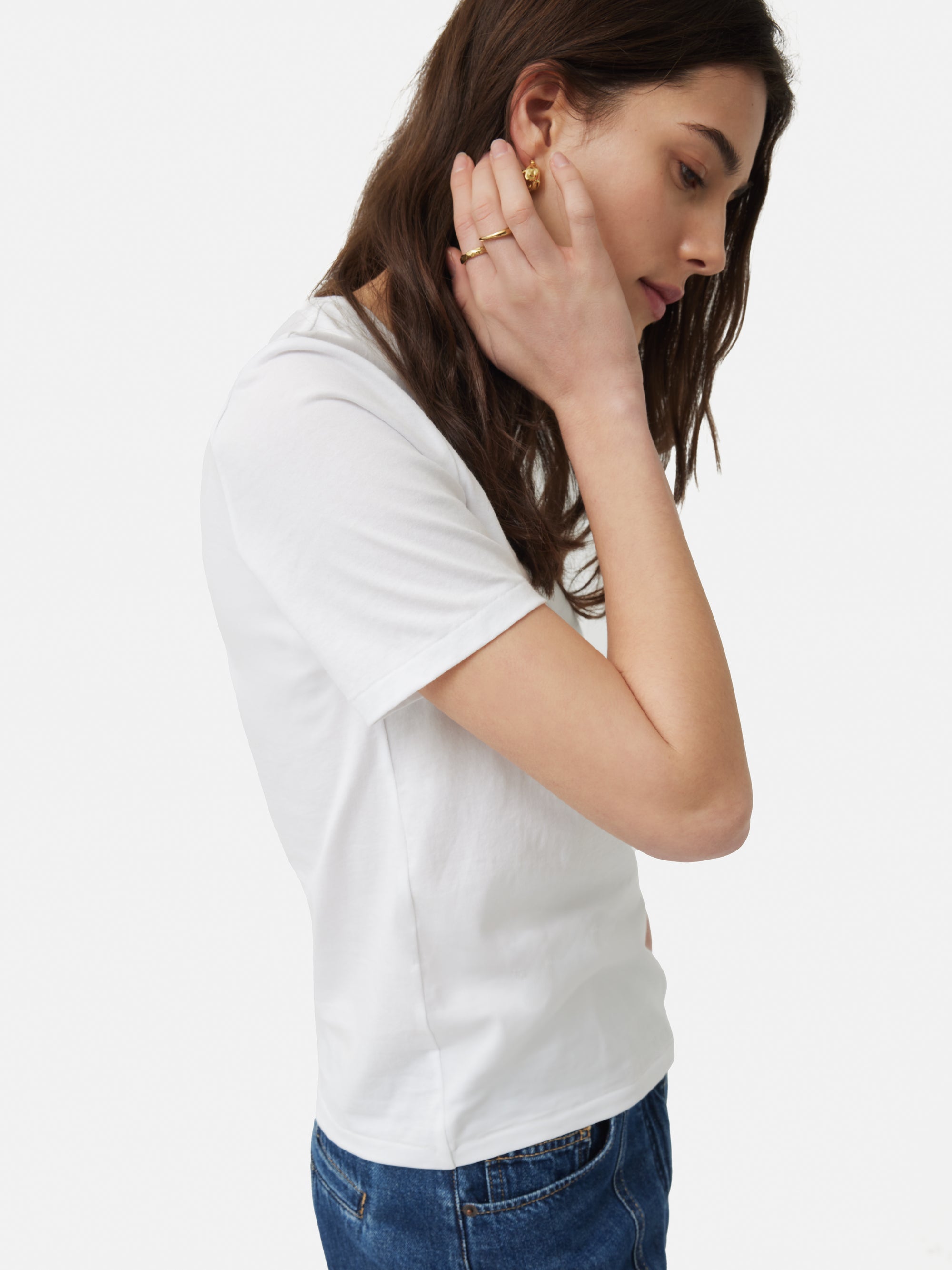 Supima Cotton Crew Neck Tee | White – Jigsaw